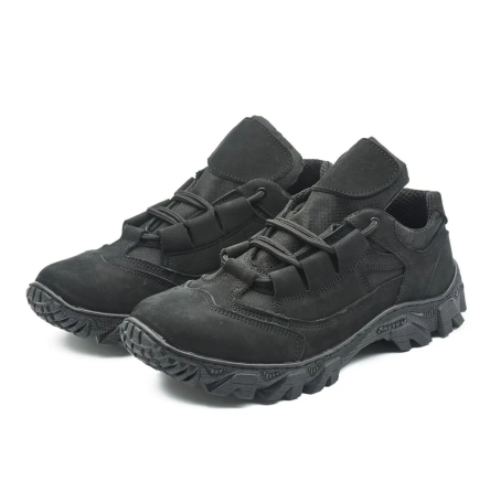 Чоловічі військові шкіряні кросівки демісезонні чорні, тактичні водостійкі шкіряні кросівки Львів
