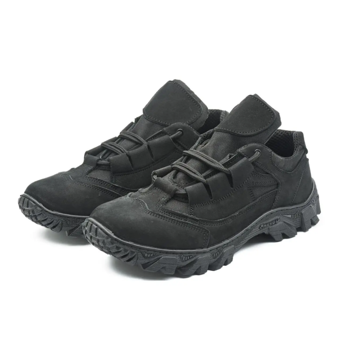 Мужские военные кожаные кроссовки черные демисезонные, тактические водостойкие кожаные кроссовки Львов - изображение 3