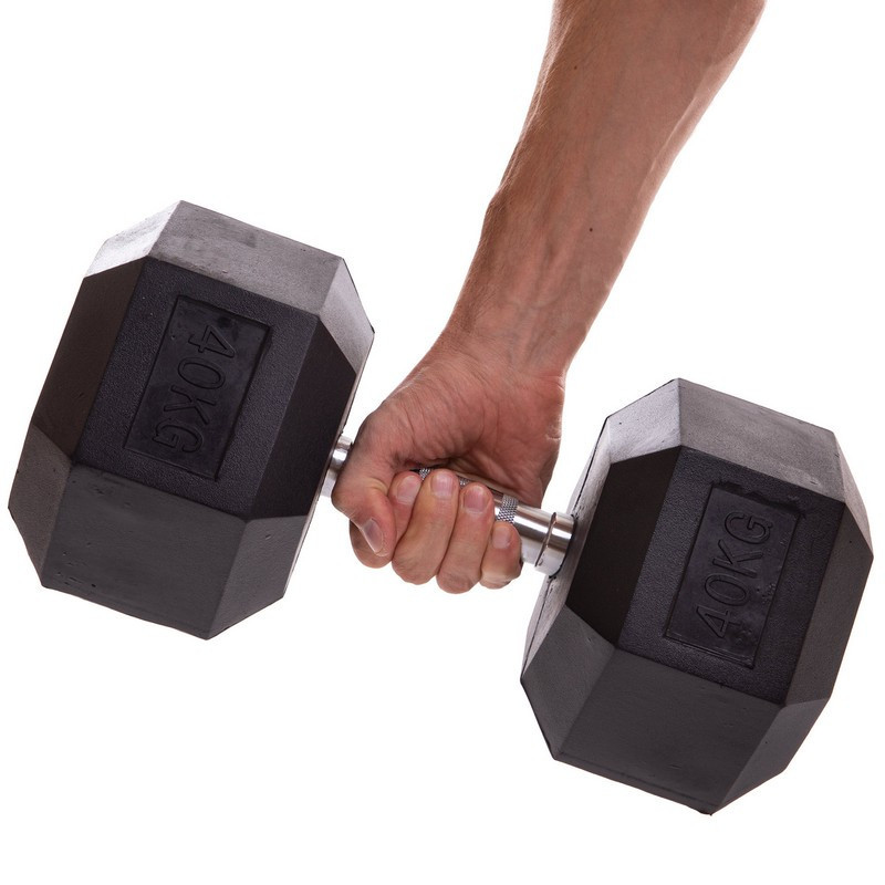 Гантель 40 кг цільна шестигранна гексагональна Zelart Київ - фото 1