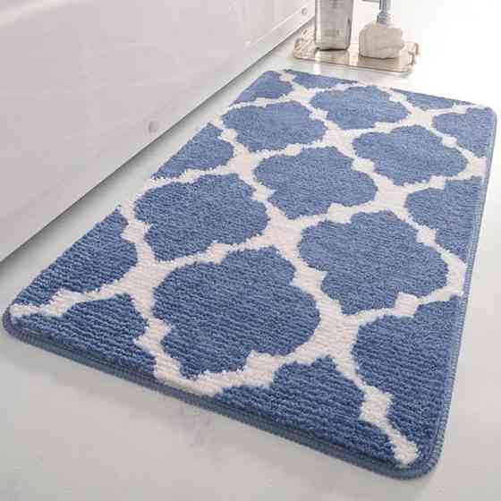 Килимок для ванної кімнати та душу килимок для ніг в душову, мікрофібра, атиковзкий c візерунком 40х60 см, синій Кам'янець-Подільський