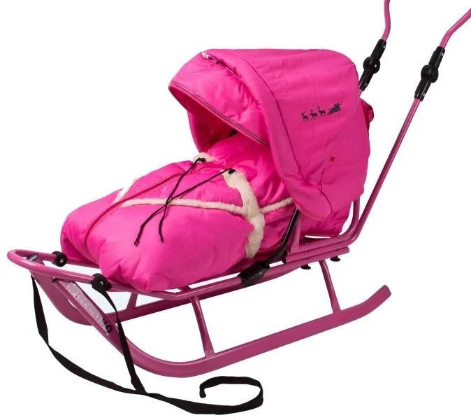 Санки коляска дитячі Adbor Piccolino зі спинкою, ручкою, капюшоном і конвертом для дітей Сірий Київ - фото 5