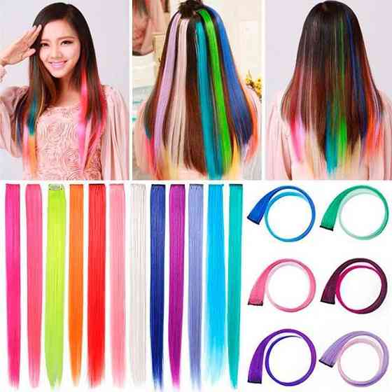 Накладне пасмо волосся кольорове на шпильках 60 см помаранчевий Вінниця