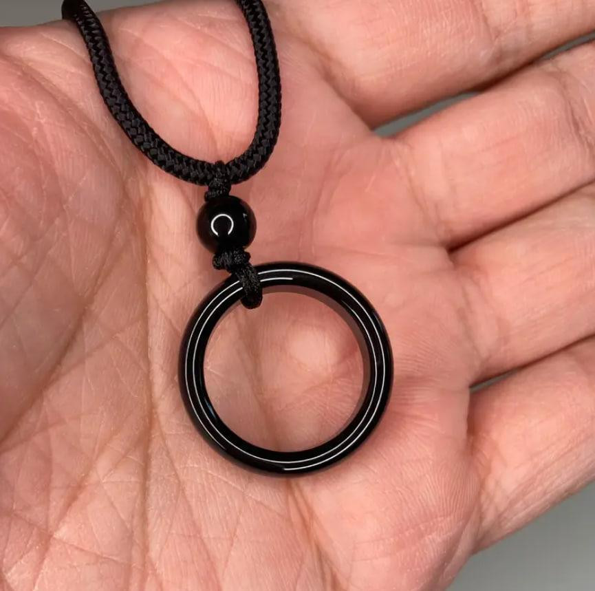 Чоловіче намисто з підвіскою у формі каблучки з чорного агату 🖤 Київ - фото 3