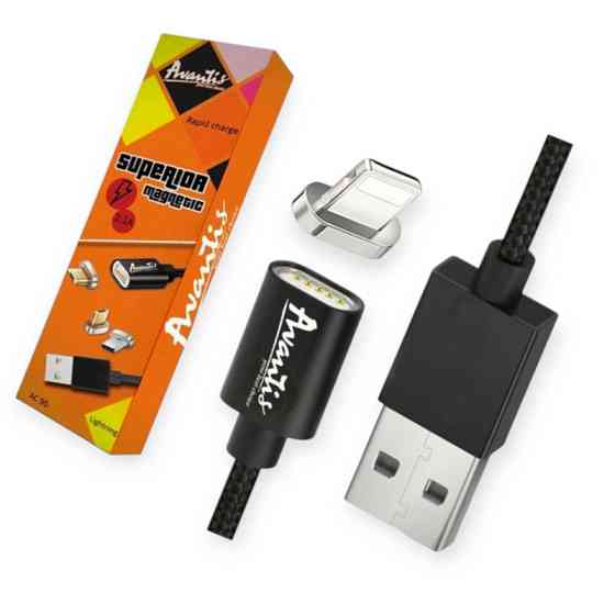 Кабель для заряджання магнітний Avantis USB - iPhone, 1.0м, 2.4А чорний Superior Мукачево