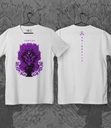 Футболка чоловіча з  принтом Наруто Сусаноо Саске Белая Розмір 48 Anime0016 Дніпро