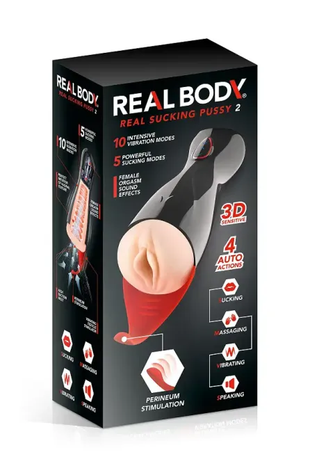 Преміум-вібромастурбатор Real Body - Real Sucking Pussy 2, всмоктування, звук, стимуляція промежини Львов - изображение 6