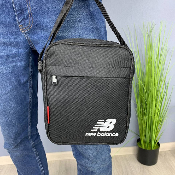 Мужская сумка через плечо New Balance, барсетка вместительная на 3 отделения, чернаяMasterSem Киев - изображение 4