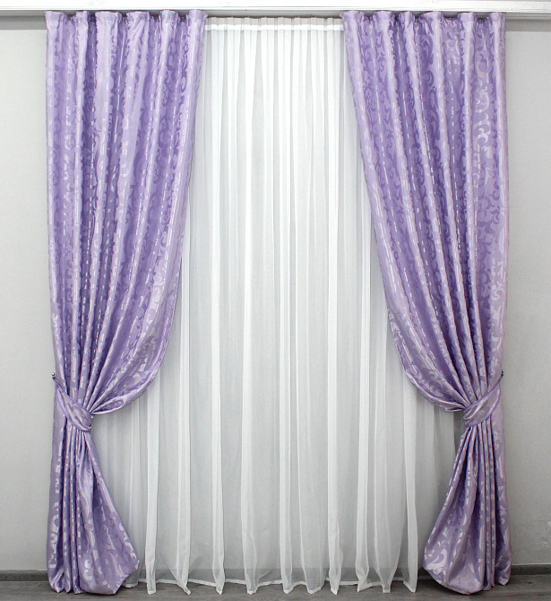 Комплект готовых штор VR-Textil Жаккард Вензель № 295ш Сиреневый 150х270 см 2 шт (30-319) Киев - изображение 2