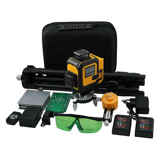 Лазерний рівень 16 ліній 4D (2xH360/2xV360, LCD-дисплей, пульт ДК + ШТАТИВ — зелений промінь) PROTESTER LL616G-TR Одеса