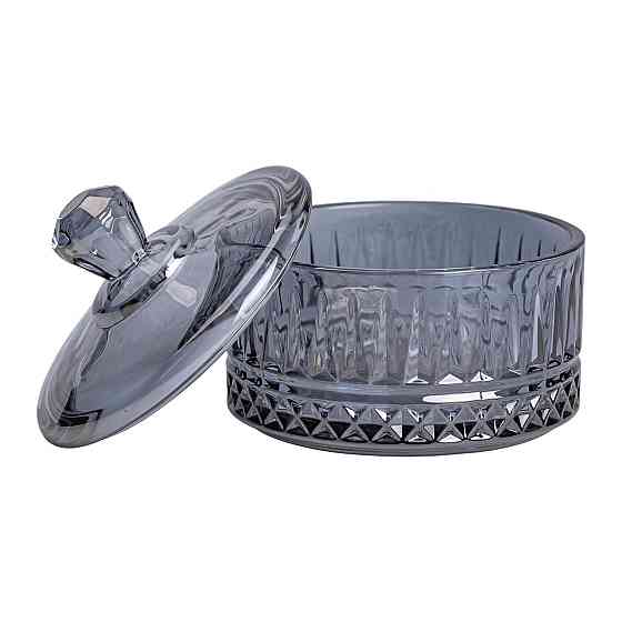 Цукерниця з кришкою Ø 10 см скляна Сіра HP-YH-78 Київ