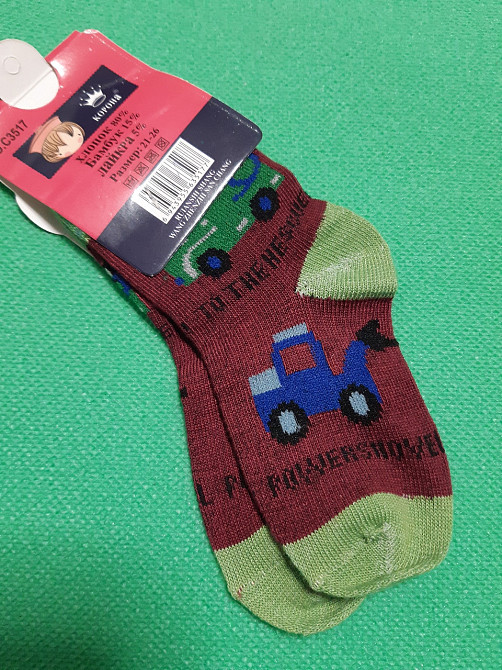 Шкарпетки для хлопчика бордові - 21-26 розмір, по устілці 11-13см, 80% бавовна, 15% бамбук, 5% лайкра Київ - фото 1