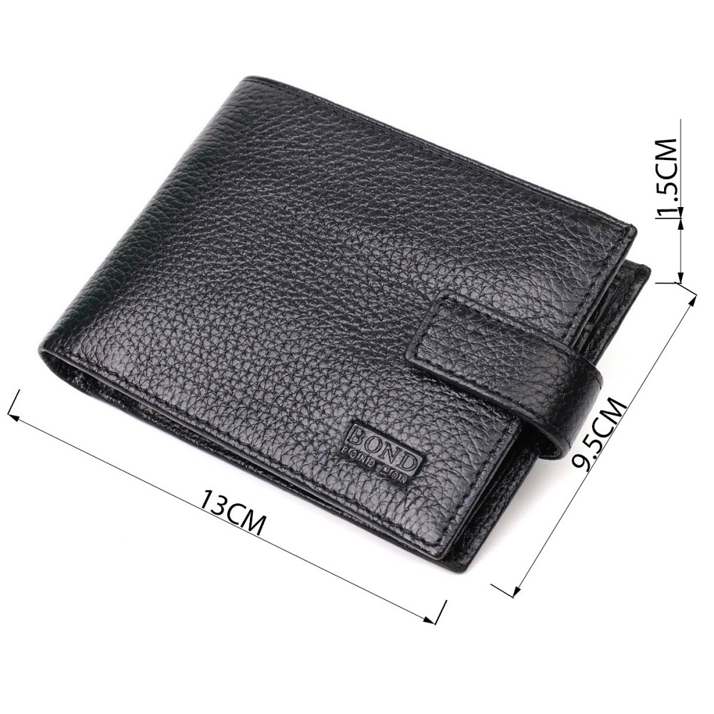 Чоловічий горизонтальний гаманець з натуральної шкіри BOND 22042 Чорний Київ - фото 3
