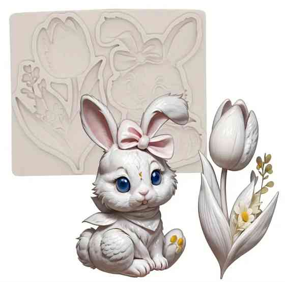 Молд пасхальный кролик 93 на 80 мм серый Киев