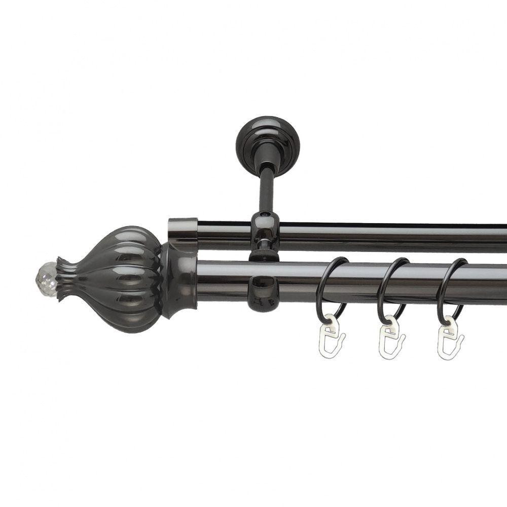 Карниз Orvit Таджа-Кристал металевий дворядний опозитний гладка \ профільна труба кільце металеве Онікс 25\19 мм 240 см (6708202) Львів - фото 1