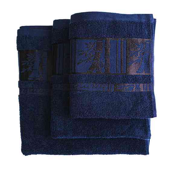 Комплект полотенец 3шт GM Textile 40х70см, 50х90см, 70х140см BambooN 450г/м2 (Темно-синий) Сумы