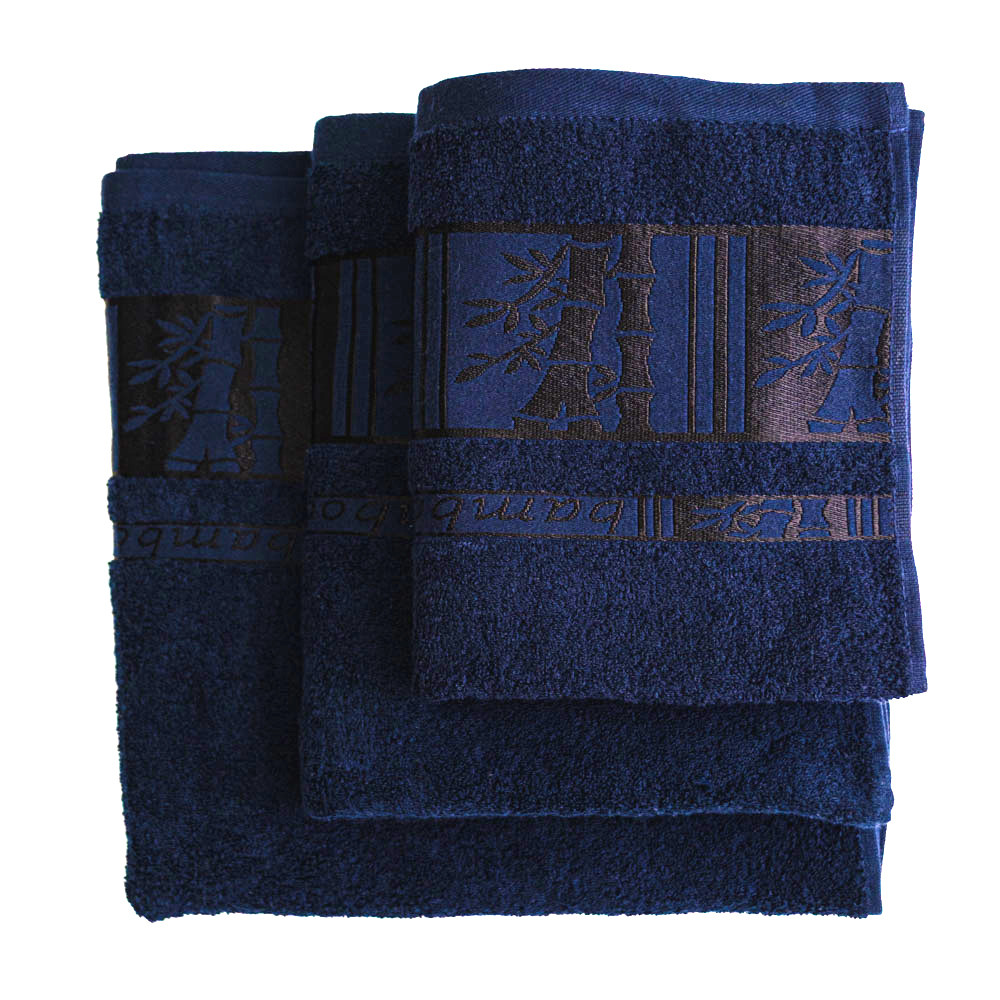 Комплект полотенец 3шт GM Textile 40х70см, 50х90см, 70х140см BambooN 450г/м2 (Темно-синий) Сумы - изображение 3