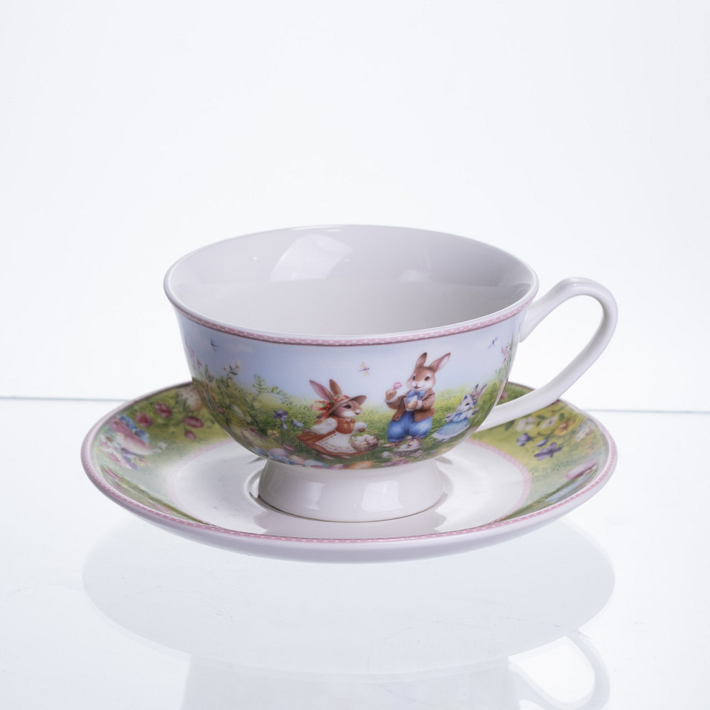Чашка порцелянова для чаю Rabbit Family 200 мл з блюдцем HP-7323-9 Коломыя - изображение 1