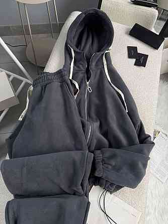 Женский теплый повседневный костюм двойка: кофта и брюки из двухстороннего флиса Графит, 48/52 Одесса