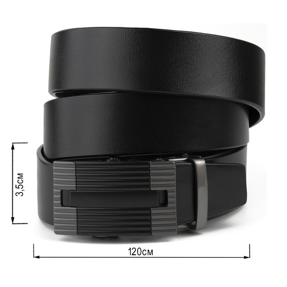 Ремінь чоловічий з лінійною пряжкою Vintage 20290 Чорний Київ - фото 6