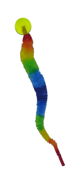 Игрушка для котов мячик попрыгунчик з хвостиком из искусственного меха 25 мм на 230 мм разноцветный Киев - изображение 3