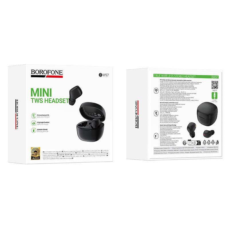 Беспроводные наушники TWS BOROFONE BW97 Clear Black Одесса - изображение 2