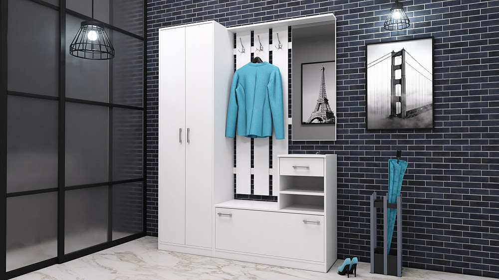 Прихожая Соло-3, Белый, 1600/400/2100 Львов - изображение 2