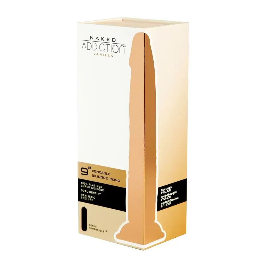 Фалоімітатор Naked Addiction — 9″ Silicone Dual Density Bendable Dildo Vanilla, віброкуля в подаруно Львів - фото 9