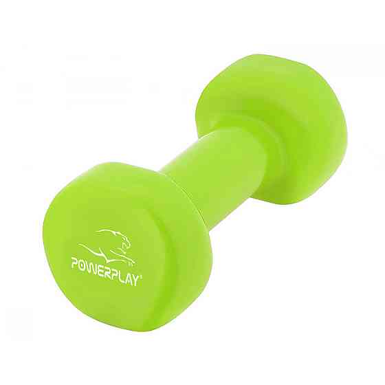 Гантель для занять фітнесом, аеробікою вінілова PowerPlay 4125 Achilles 3 кг, зелена 1 шт Київ