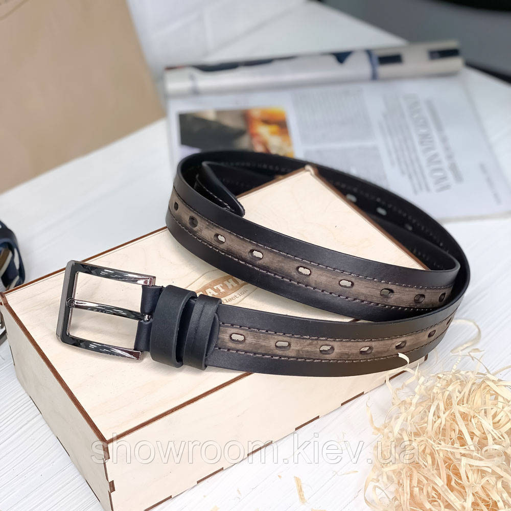 Мужской кожаный ремень Leather Collection (7808) коричневый Киев - изображение 3