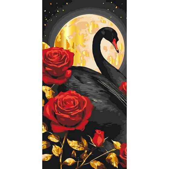 Картина за номерами "Чорний лебідь" 11588-AC з металізованими фарбами 40x80 см Вінниця