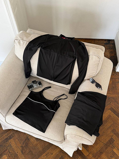 Женский повседневный костюм тройка: кофта топ и штаны из микродайвинга Черный, 48/50 Одесса - изображение 10