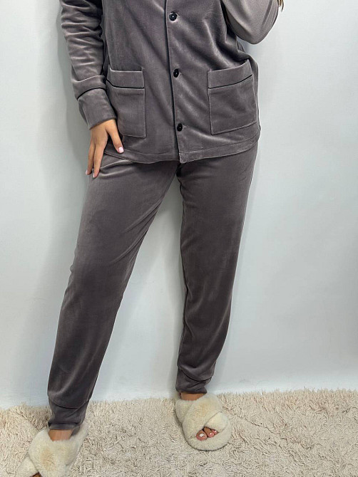 Костюм з плюшевого велюру на ґудзиках із двома кишенями Капучино XS Харків - фото 2