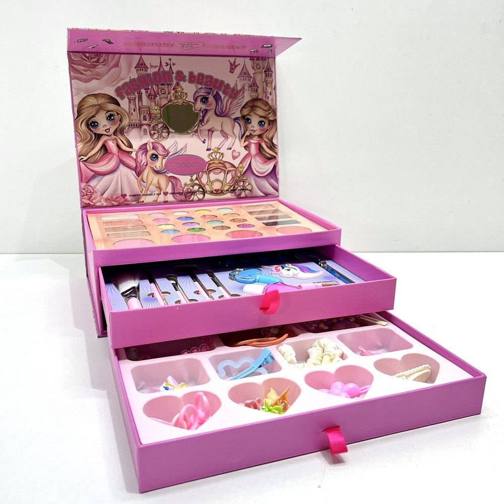 Набір дитячої косметика тіні рум'яна хайлайтер аксесуари лак для нігтів пилочка Рожевий (IG 3146) Чернігів - фото 2