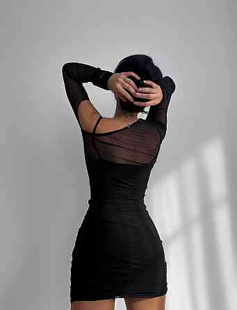 Женское привлекательное двойное платье мини трикотаж + сетка стрейч 46/48 Одесса