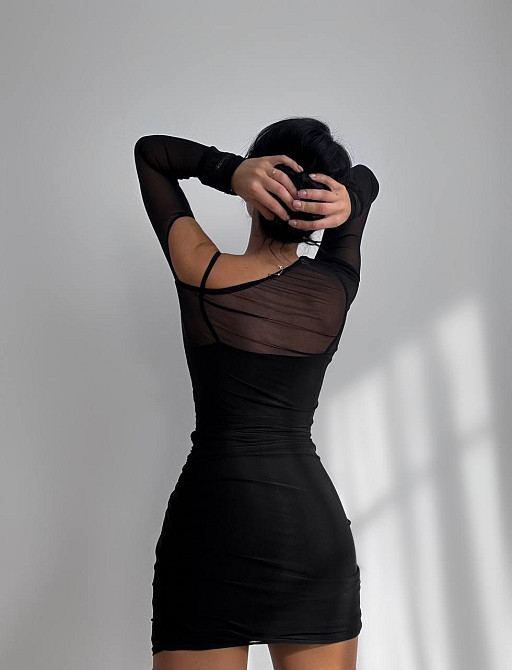 Женское привлекательное двойное платье мини трикотаж + сетка стрейч 46/48 Одесса - изображение 4