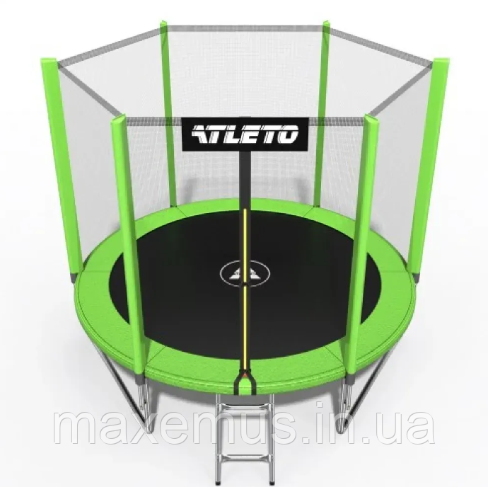 Батут детский с защитной сеткой и лестницей Atleto 312 см (10 ft) Зеленый до 150 кг для дачи и дома Мостиска - изображение 11