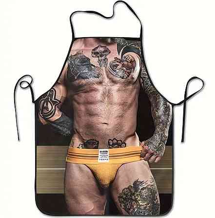 Фартух з приколом чоловічий ефектний принт торс кухонний для гриля пікніка та кухні Київ