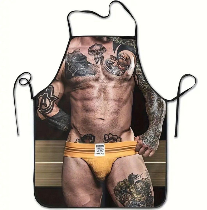 Фартух з приколом чоловічий ефектний принт торс кухонний для гриля пікніка та кухні Київ - фото 6
