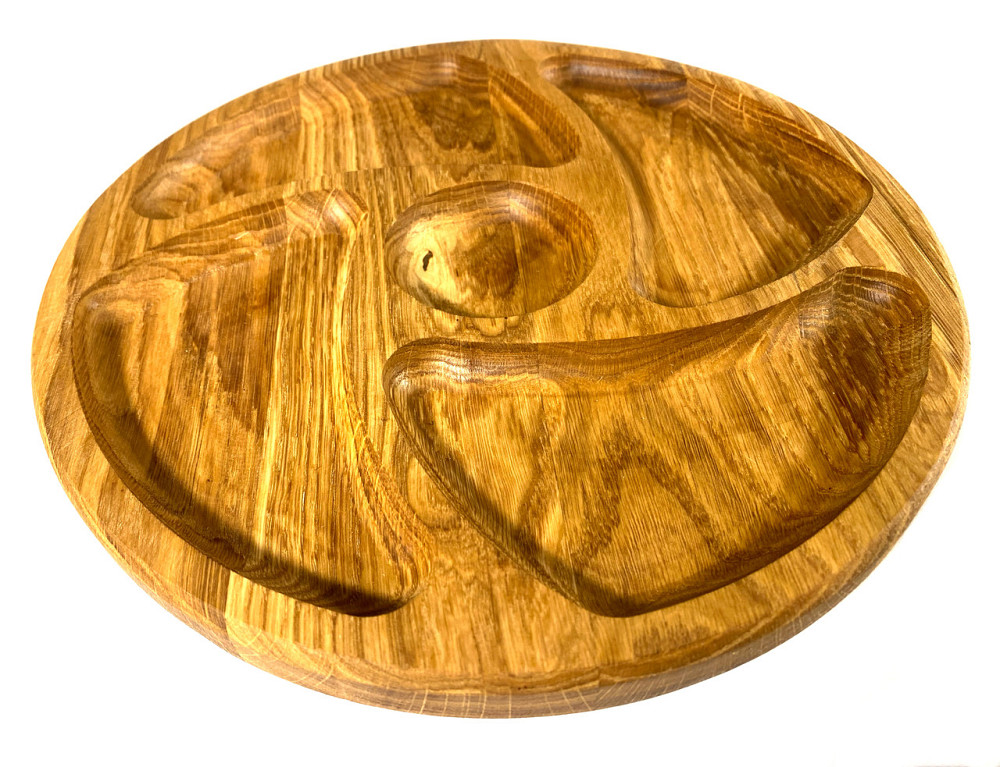 Деревʼяна тарілка з натурального дерева діаметр 25 см, висота 2 см, тарілка для закусок Кам'янець-Подільський - фото 5