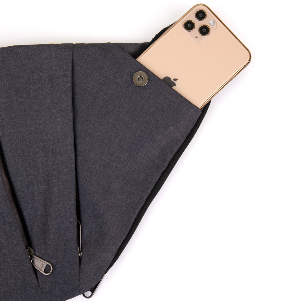 Сумка слинг нейлоновая Vintage 20558 Серая Киев - изображение 5