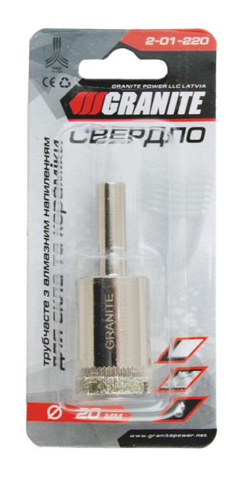 GRANITE Свердло для скла та кераміки GRANITE трубчасте з алмазним напиленням 20 мм 2-01-220 Київ - фото 4