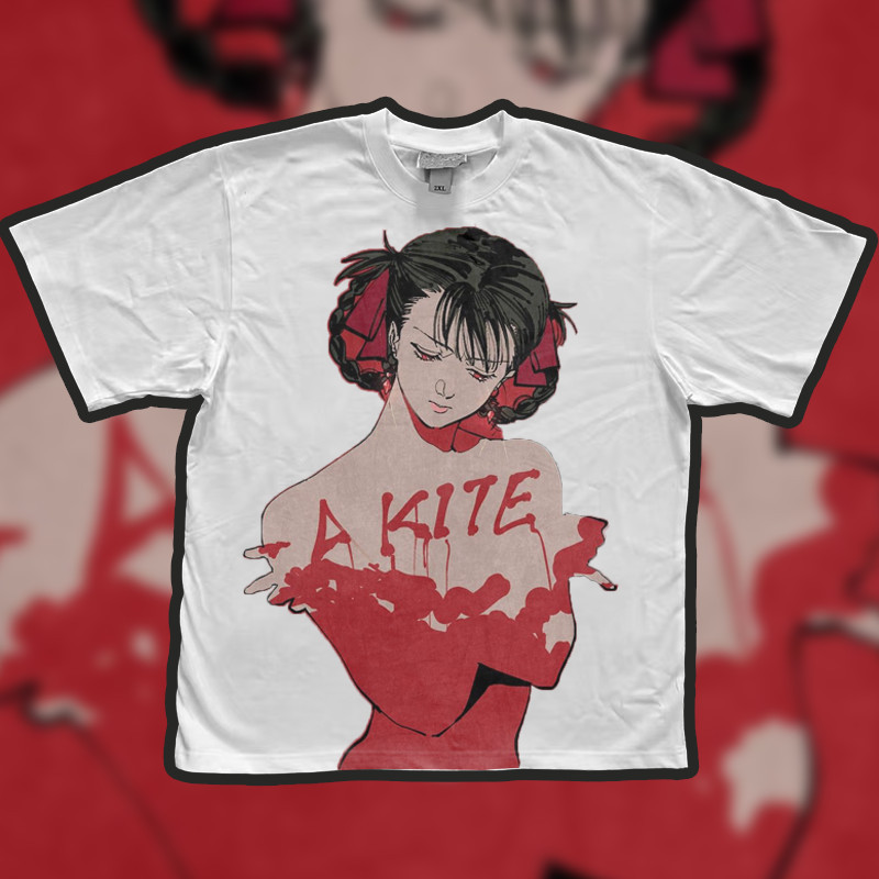 Футболка чоловіча з принтом аніме Аніме Кіте Аніме Сава оверсайз (S/M/L) Черний Дніпро - фото 1