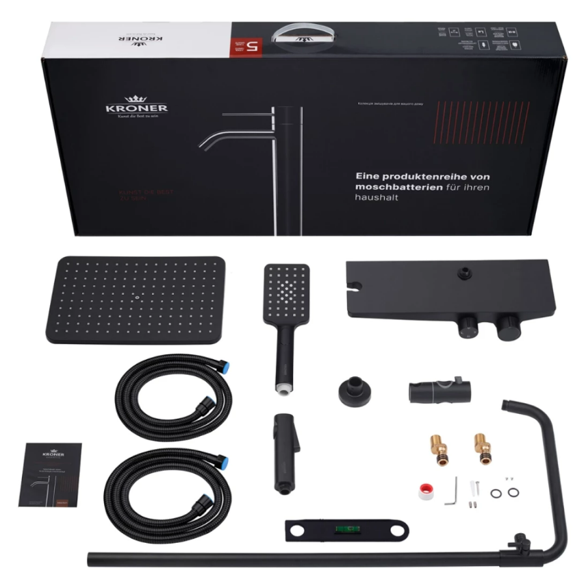 Душова система пристінна Kroner KRP Armada з гігієнічним душем - SCH066 чорна Київ - фото 9