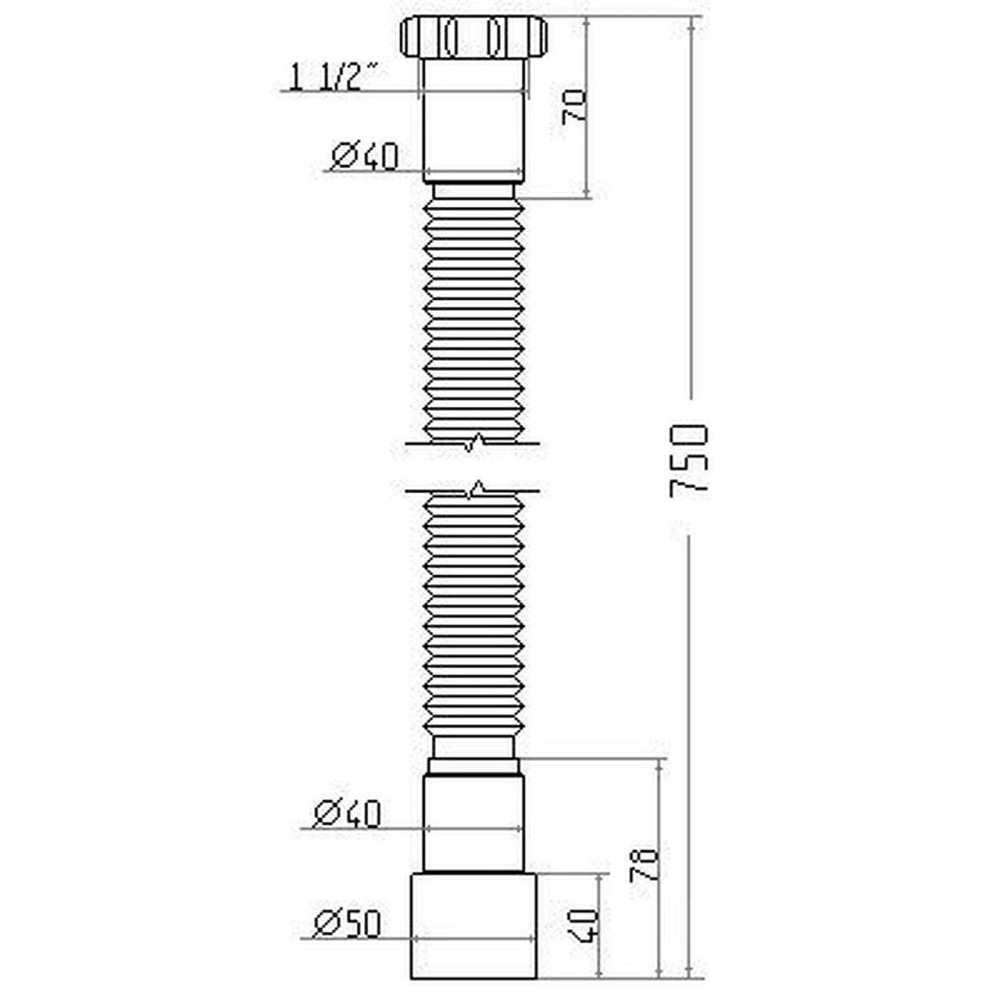 Гнучка труба Waterstal АС-1013 1 1/2| х40/50 з гайкою, 750 мм Київ - фото 2