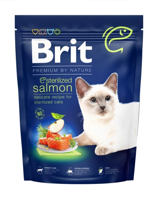 Сухий корм Бріт Brit Premium by Nature Cat  Sterilized Salmon з лососем для стерилізованих котів, 800 г Вінниця - фото 1
