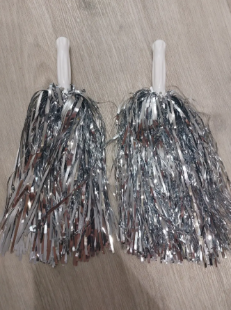 Помпоны для черлидинга для болельщиков 2 штуки 31 см серебристый Киев