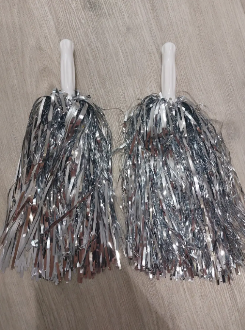 Помпоны для черлидинга для болельщиков 2 штуки 31 см серебристый Киев - изображение 2