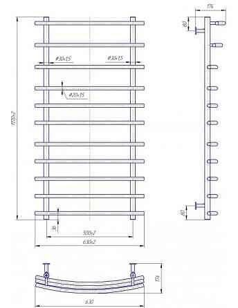 Полотенцесушитель водяной Mario INOX Марио 1170х630/500 Киев