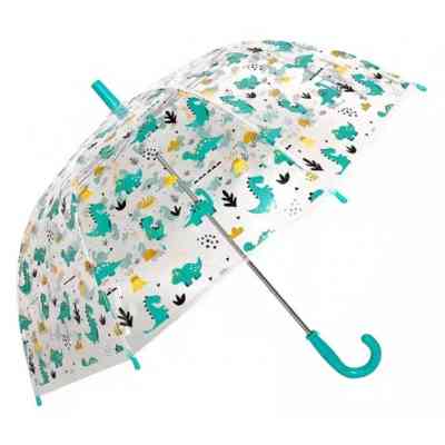 Зонт Economix Dino World трость автомат, прозрачный/бирюза (E98450) Винница