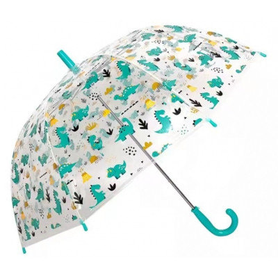 Зонт Economix Dino World трость автомат, прозрачный/бирюза (E98450) Винница - изображение 1